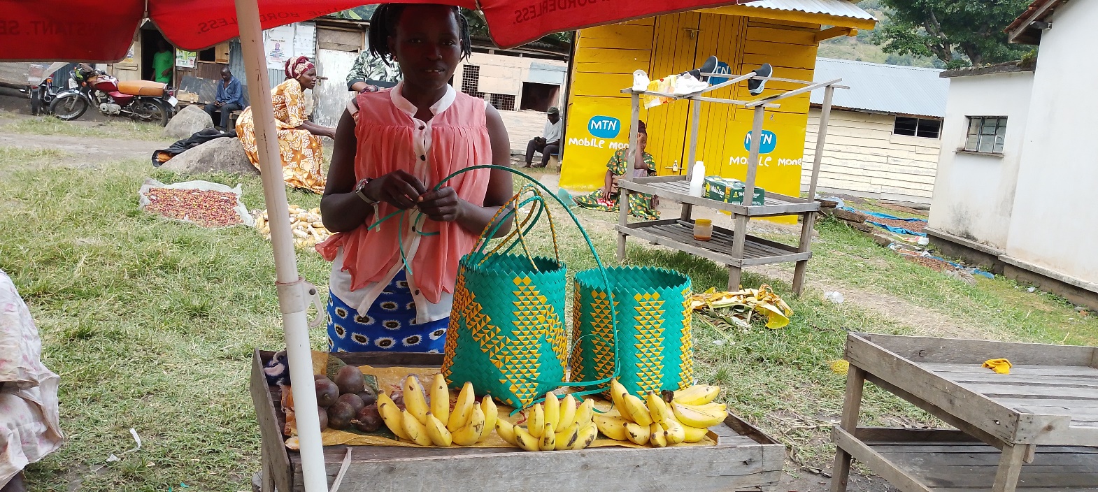 Kabugho at her small market stall business.