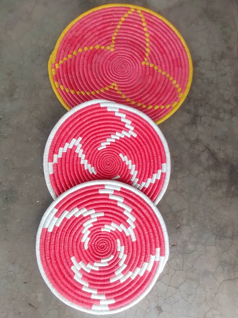 Red handwoven mat.